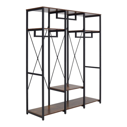 Large Freestanding Clothing Rack with Storage Shelves