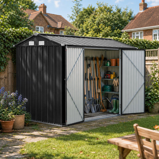 10x7 FT Large Metal Garden Tool Storage Shed