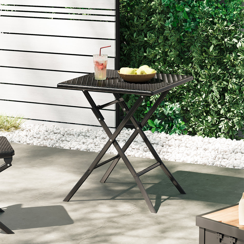 Square Rattan Folding Outdoor Bistro Table