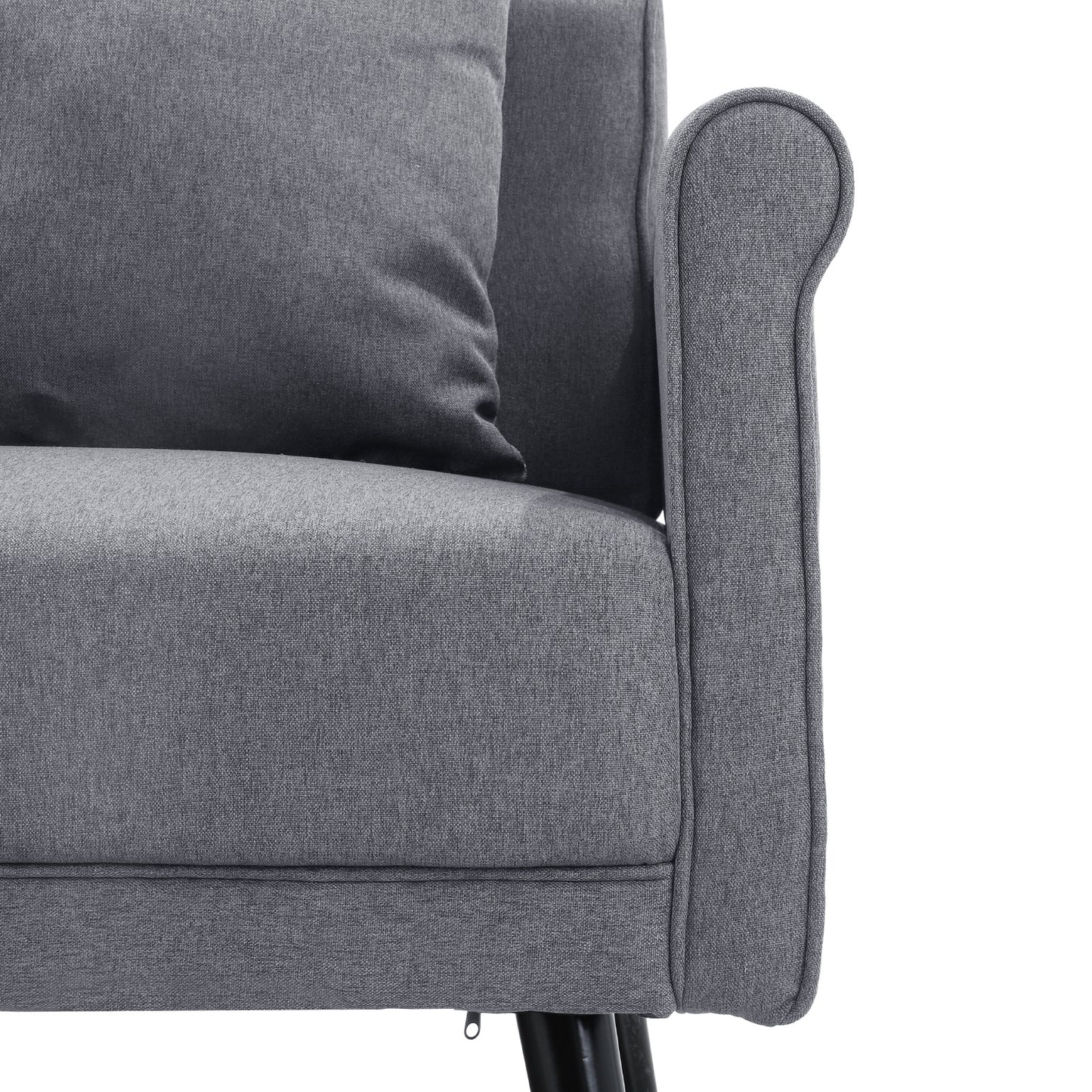 Contemporary Upholstered Love Seat with Rolled Arms