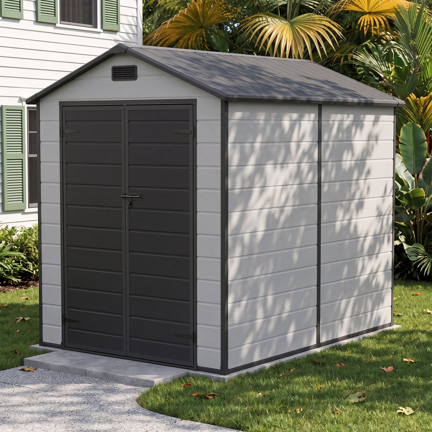 6x8 FT Plastic Outdoor Garden Storage Shed