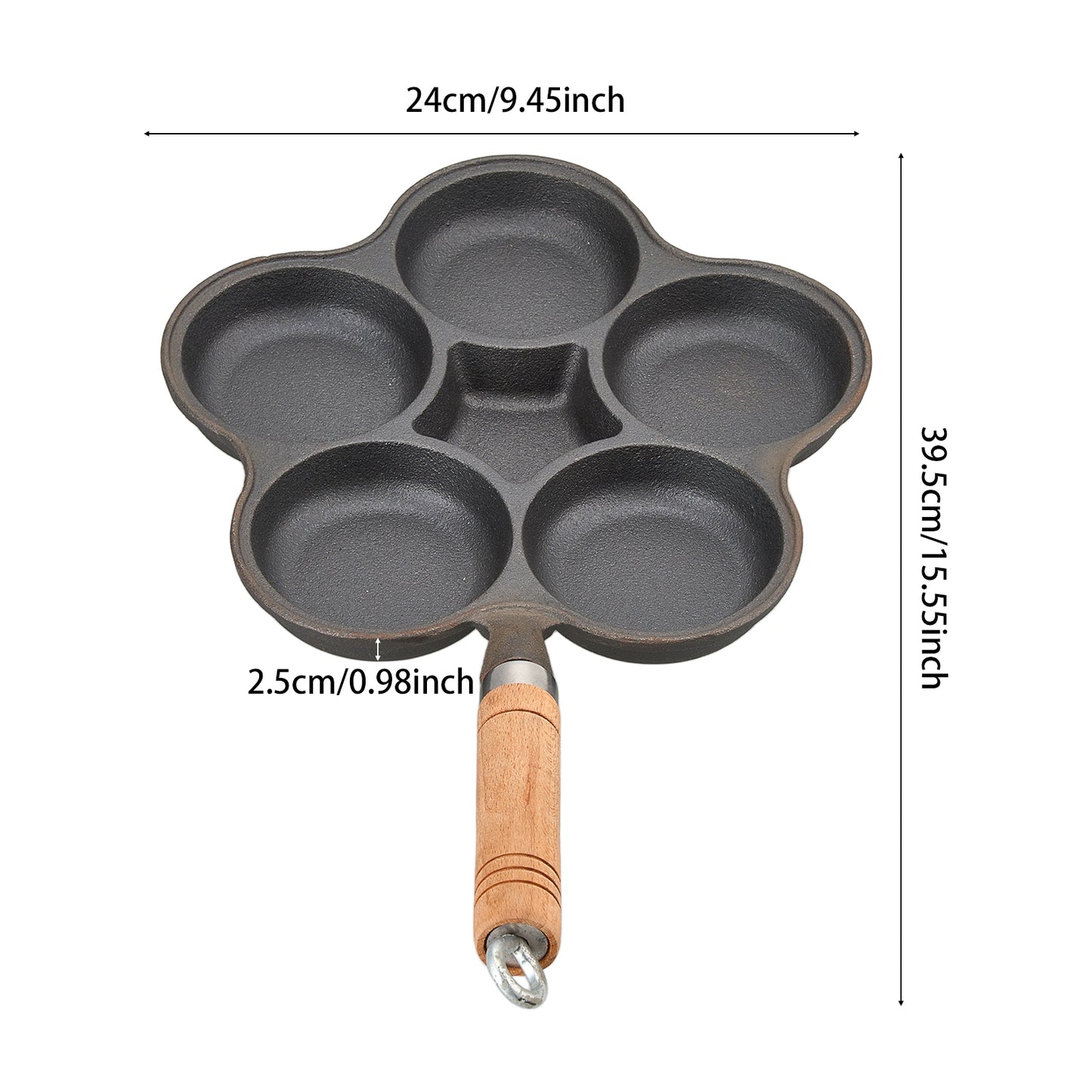 Non-stick 6-hole Cast Iron Egg Frying Pan