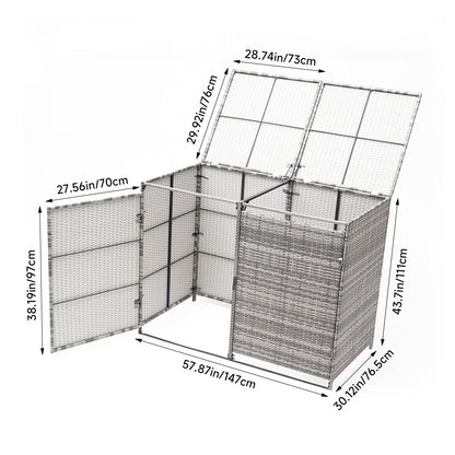 Double Wheelie Bin Storage Shed with Rattan Effect Panels