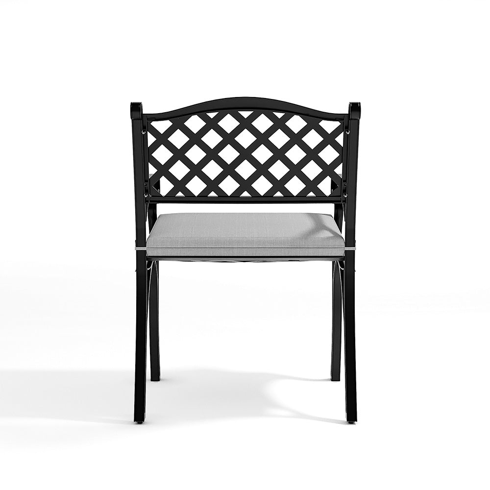 Black/ White Retro Set of 2 Cast Aluminum Garden Chairs