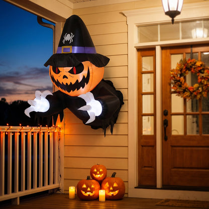 100cm Blow-Up Halloween Pumpkin Witch Inflatable Decoration with Built-in LED Lights