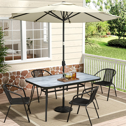 Garden Tempered Glass Wood Grain Coffee Table With Parasol Hole
