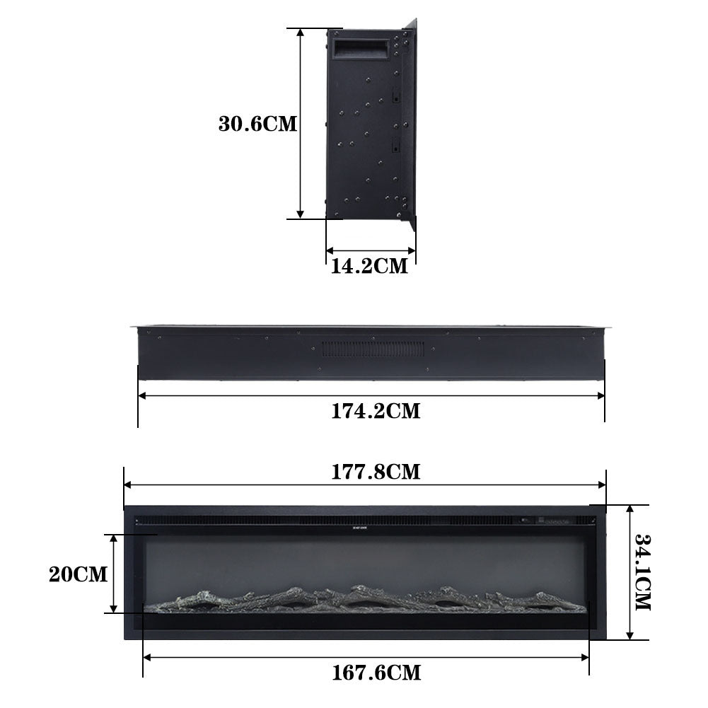 70 80 Inch Electric Fireplace Remote 9 Flame Colours Freestanding Fireplaces