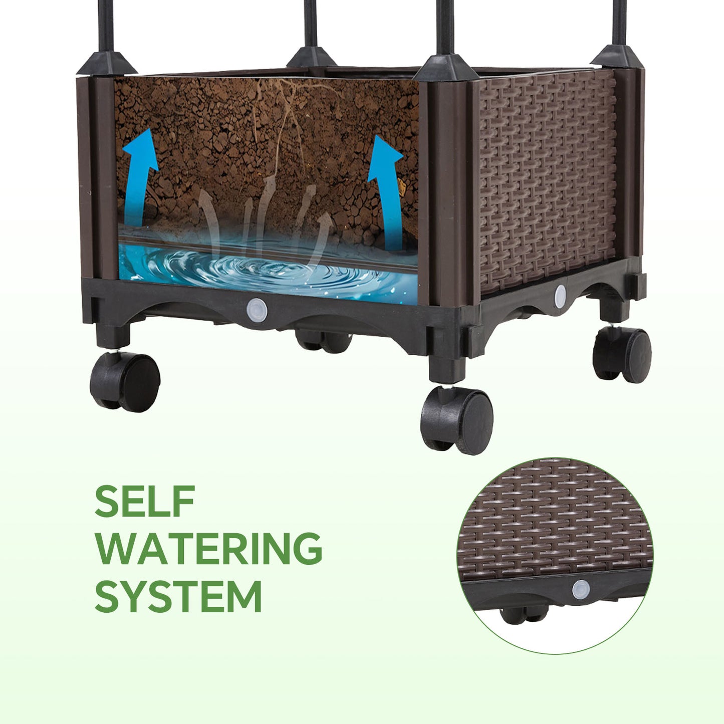 Rolling Planter Box with Trellis