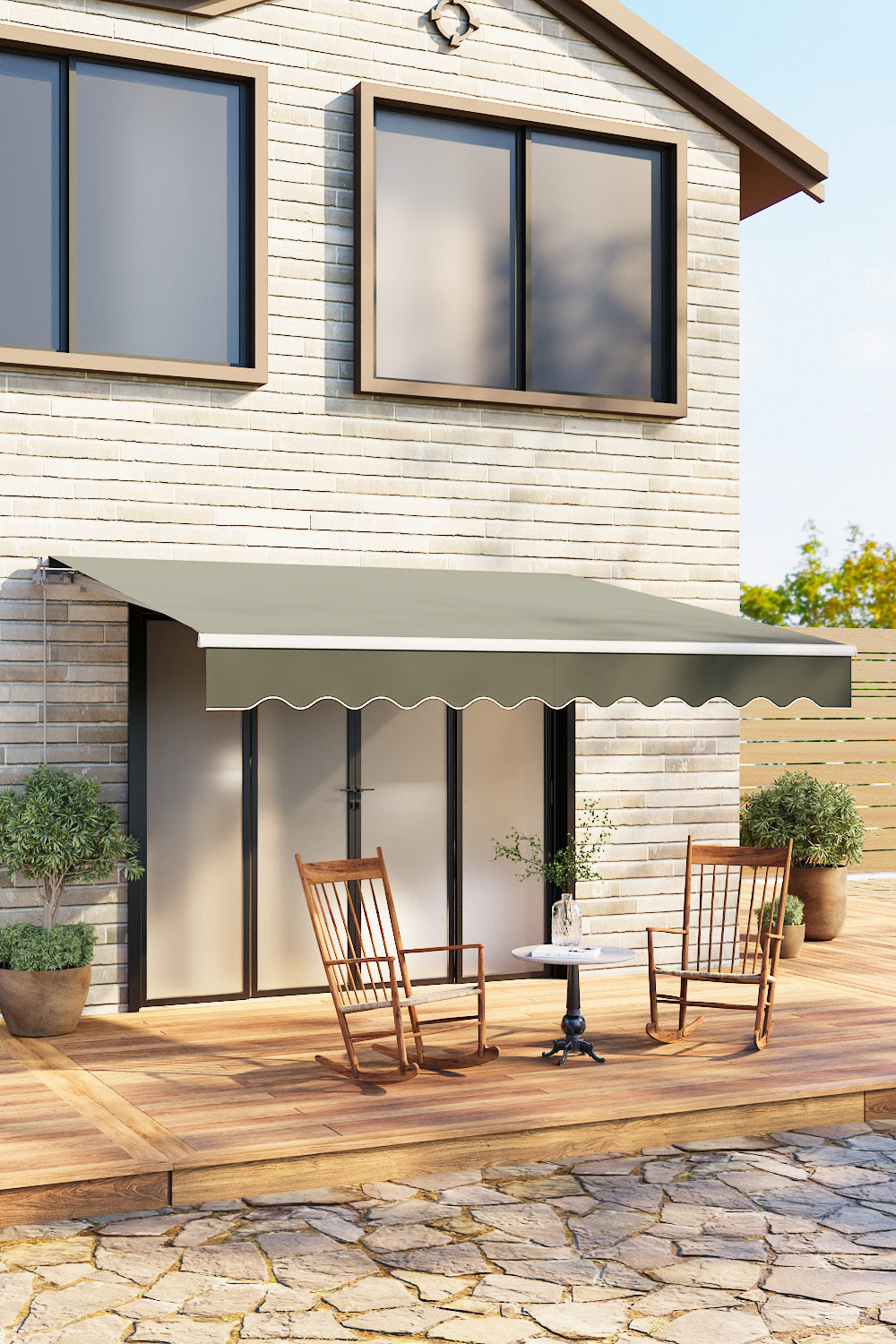 Grey Manual Retractable Patio Awning