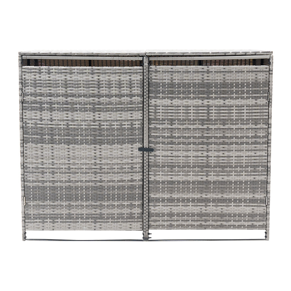 Double Wheelie Bin Storage Shed with Rattan Effect Panels