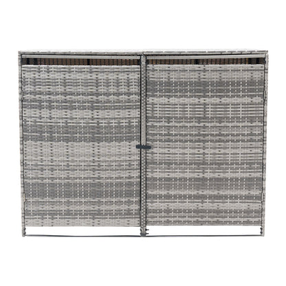 Double Wheelie Bin Storage Shed with Rattan Effect Panels