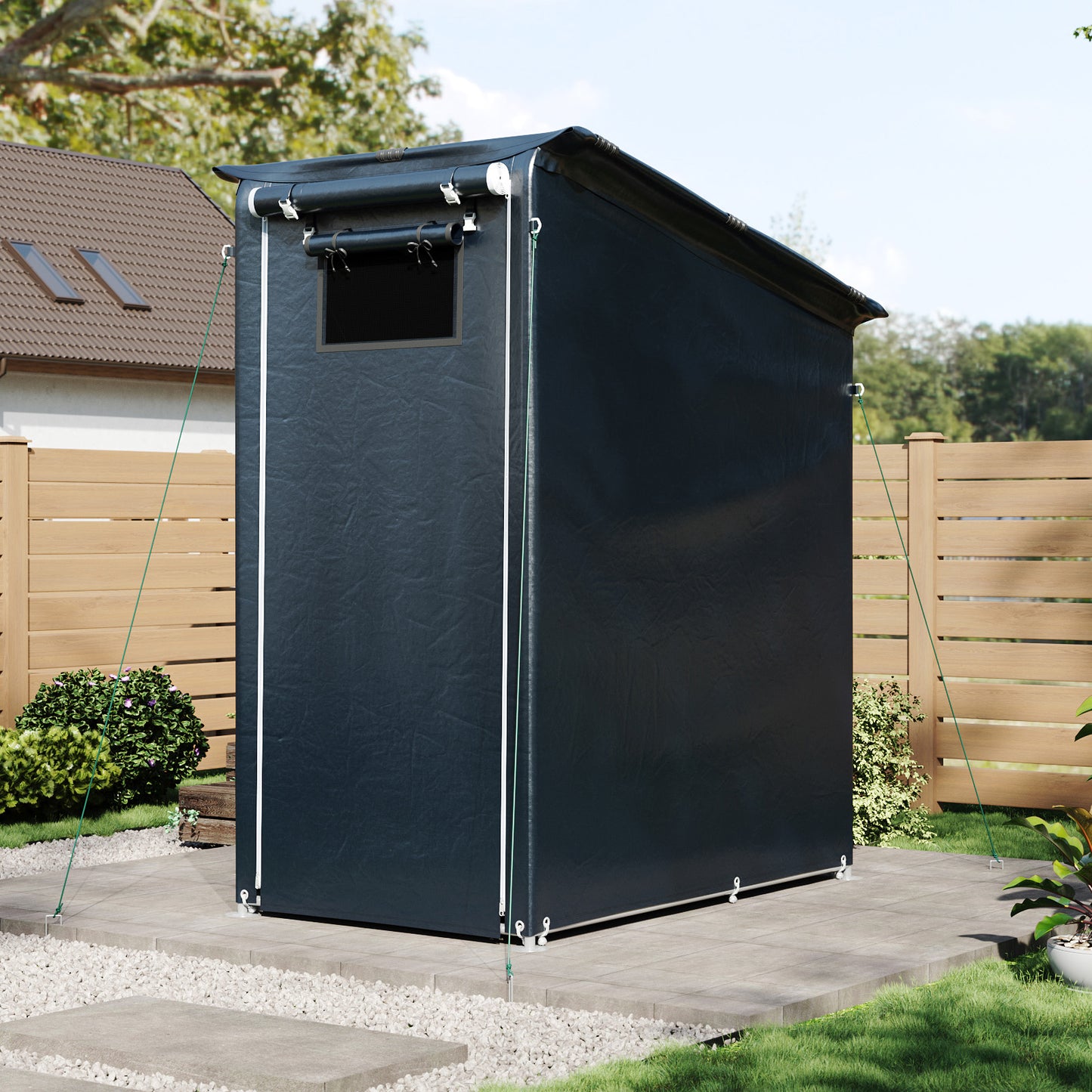 Outdoor Garden Storage Shelter with Roll-Up Zipper Door