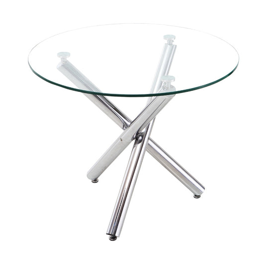 Tempered Glass Crossover Round Dining Table