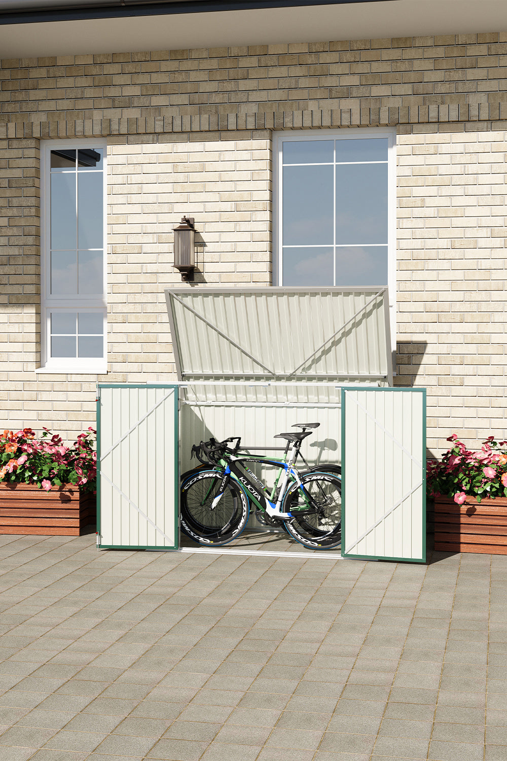 176CM Wide Metal Lockable Garden Wheelie Bin Storage Shed