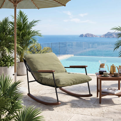 Green Rocking Chair with Cushion