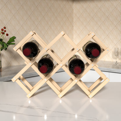 Decorative Foldable Solid Wood Stackable Wine Rack