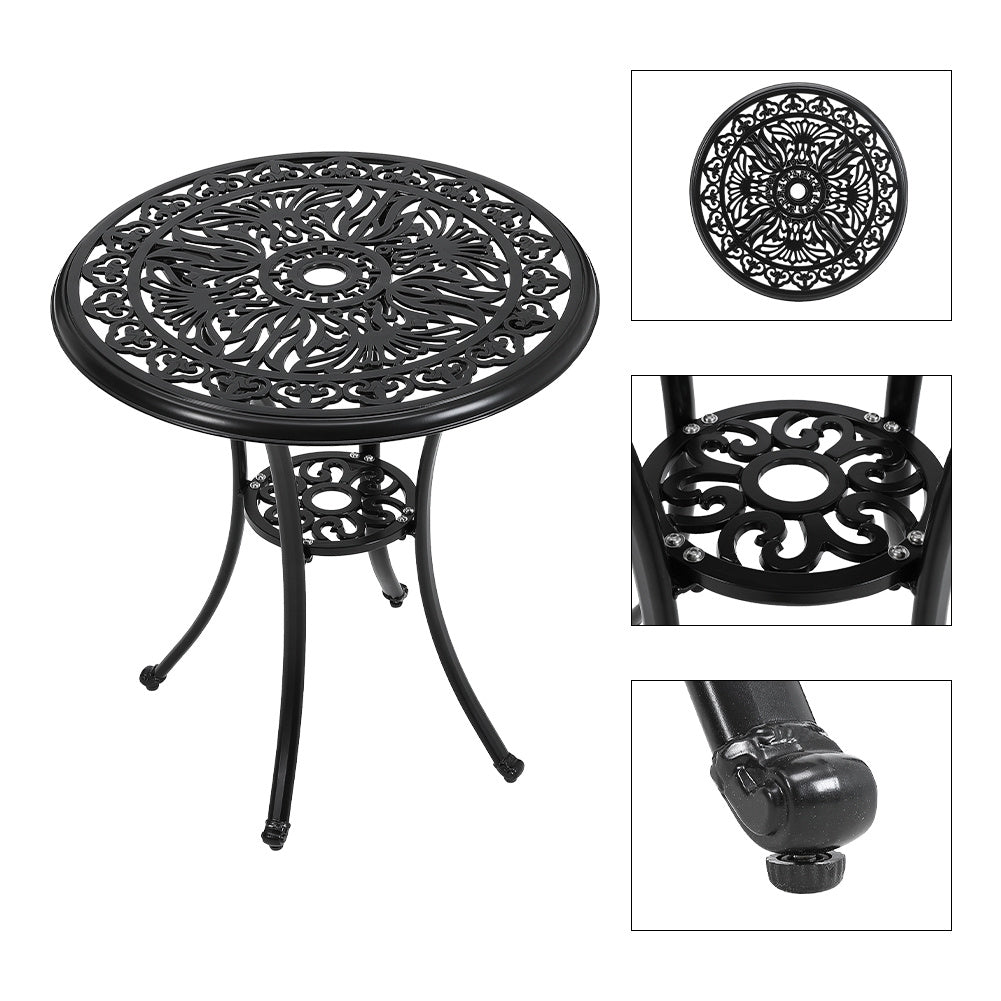 Black Round Patio Dining Table with Umbrella Hole