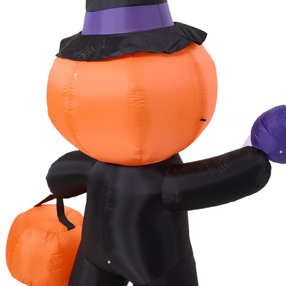 8FT Halloween Inflatable Pumpkin-Headed Skeleton Decoration with Built-in Lights