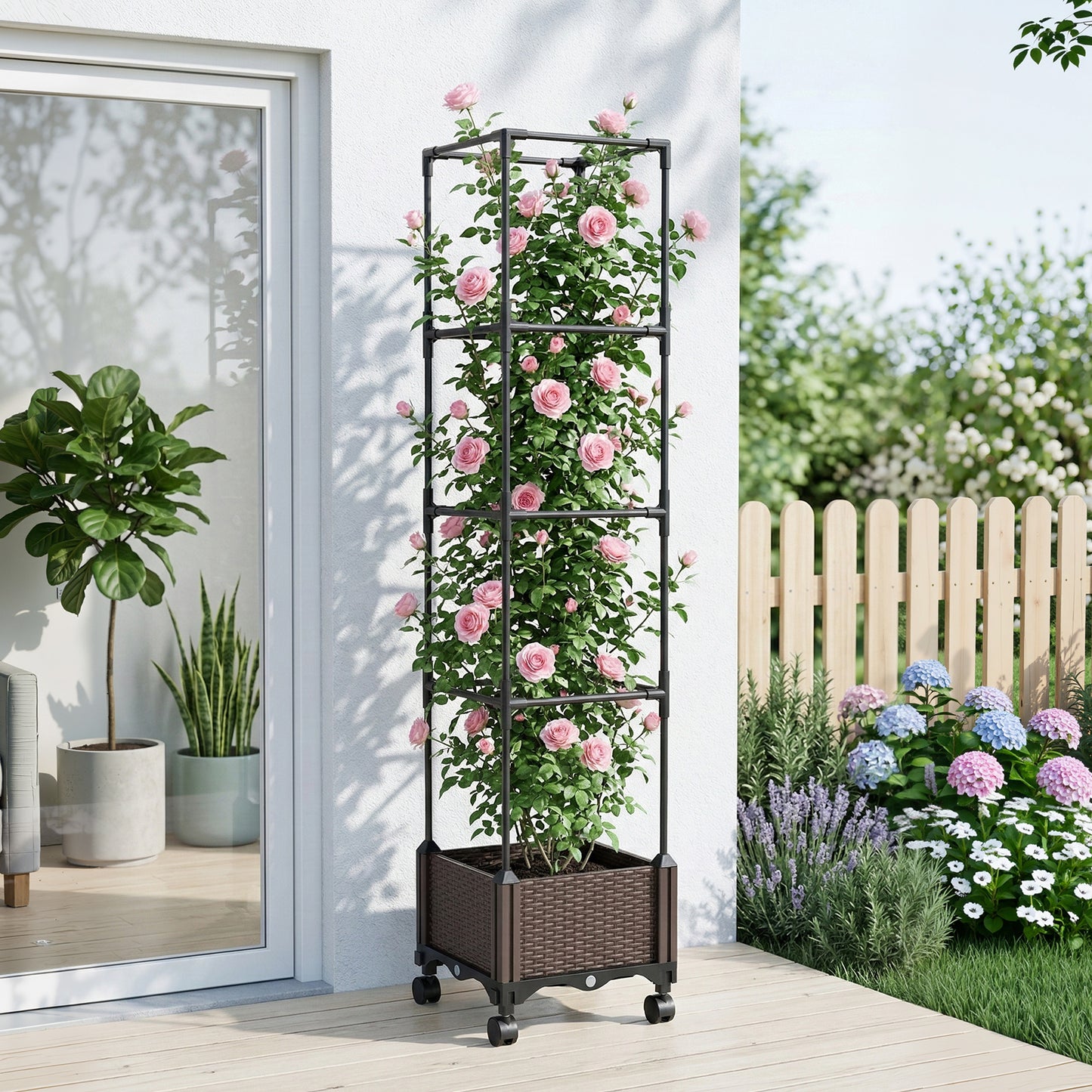 Rolling Planter Box with Trellis