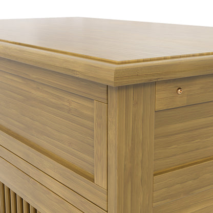 Bamboo Shoe Storage Cabinet with Cushioned Bench Seat