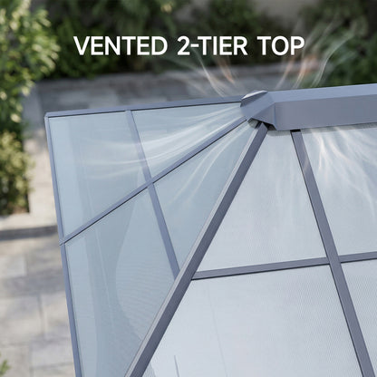 10 x 10FT Metal Frame Hardtop Patio Gazebo with Curtains