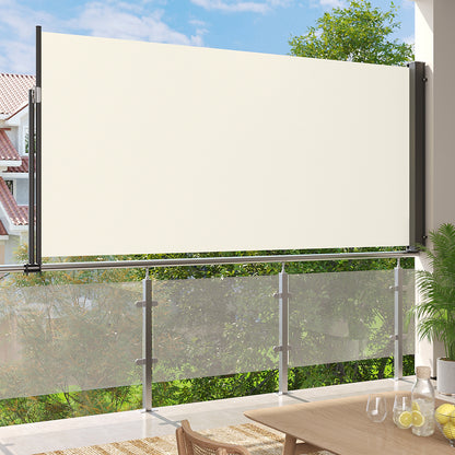 Outdoor Retractable Privacy Side Awning - Beige