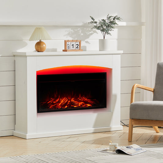 120cm W Electric Fireplace Mantel with 7 Multi-Color Flames