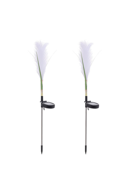 2Pcs Outdoor Solar Power Fiber Optic Reed Landscape Light