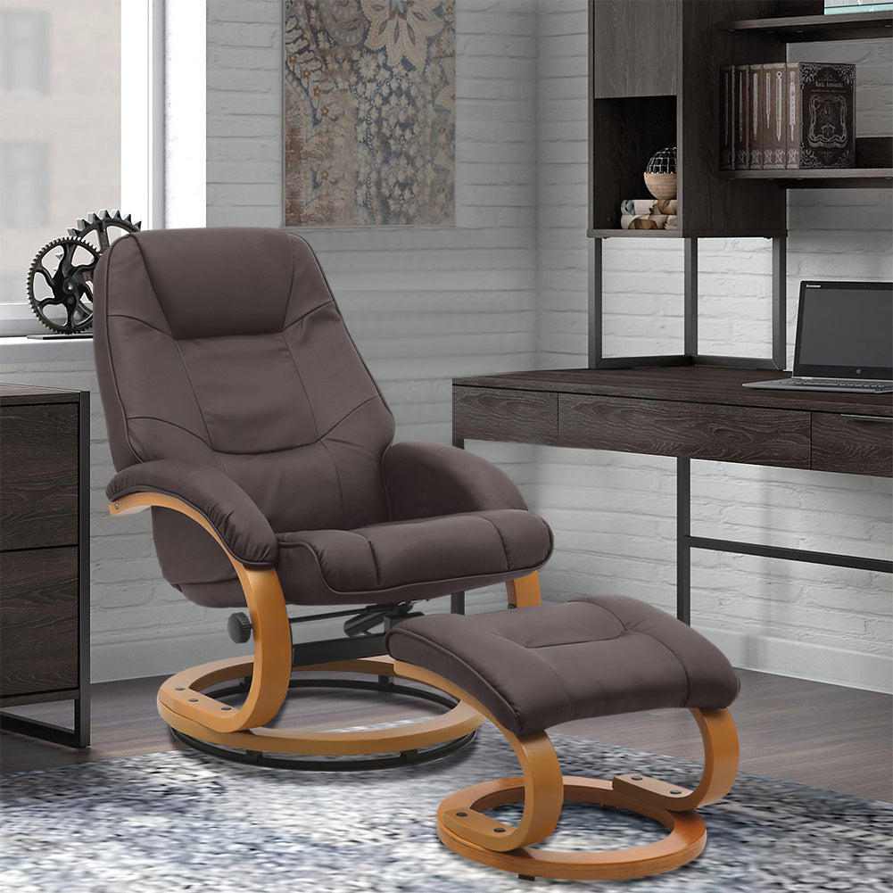 Walnut color/Black Brown/Grey/Ergonomic Executive Office Reclining Chair with Footstool