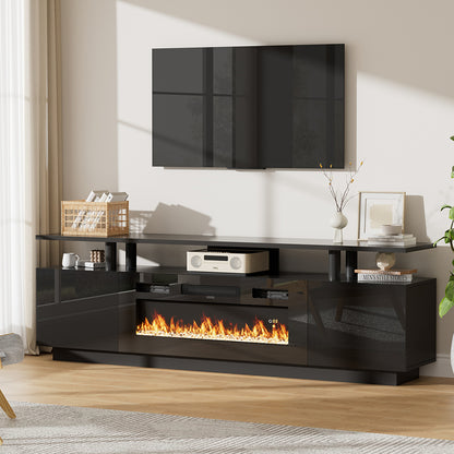 Recessed Electric Fireplace TV Stand with Remote Control