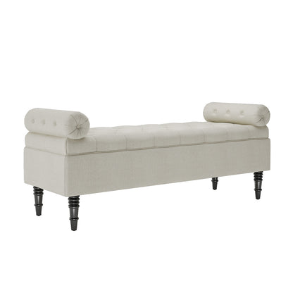 Grey/Beige Flip Top Storage Bench with Side Arms