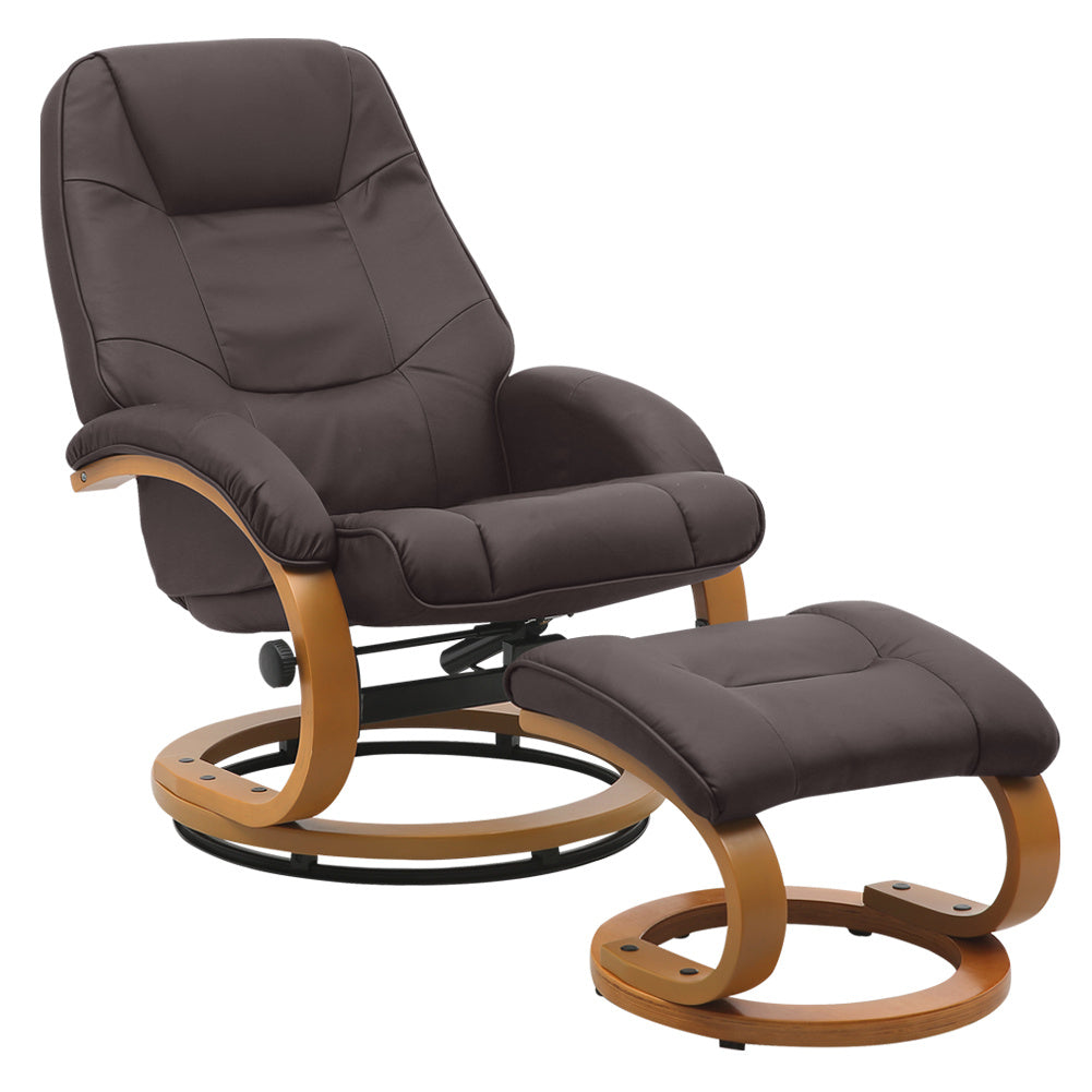 Walnut color/Black Brown/Grey/Ergonomic Executive Office Reclining Chair with Footstool