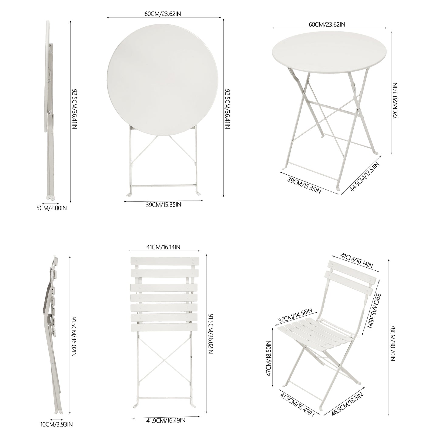 3-Piece Outdoor Folding Bistro Set