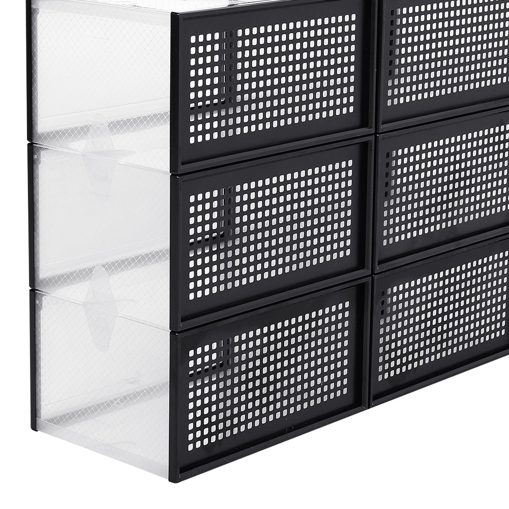 Set of 12 Clear Plastic Stackable Shoe Storage Box