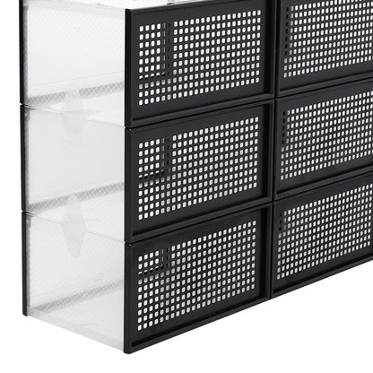 Set of 12 Clear Plastic Stackable Shoe Storage Box