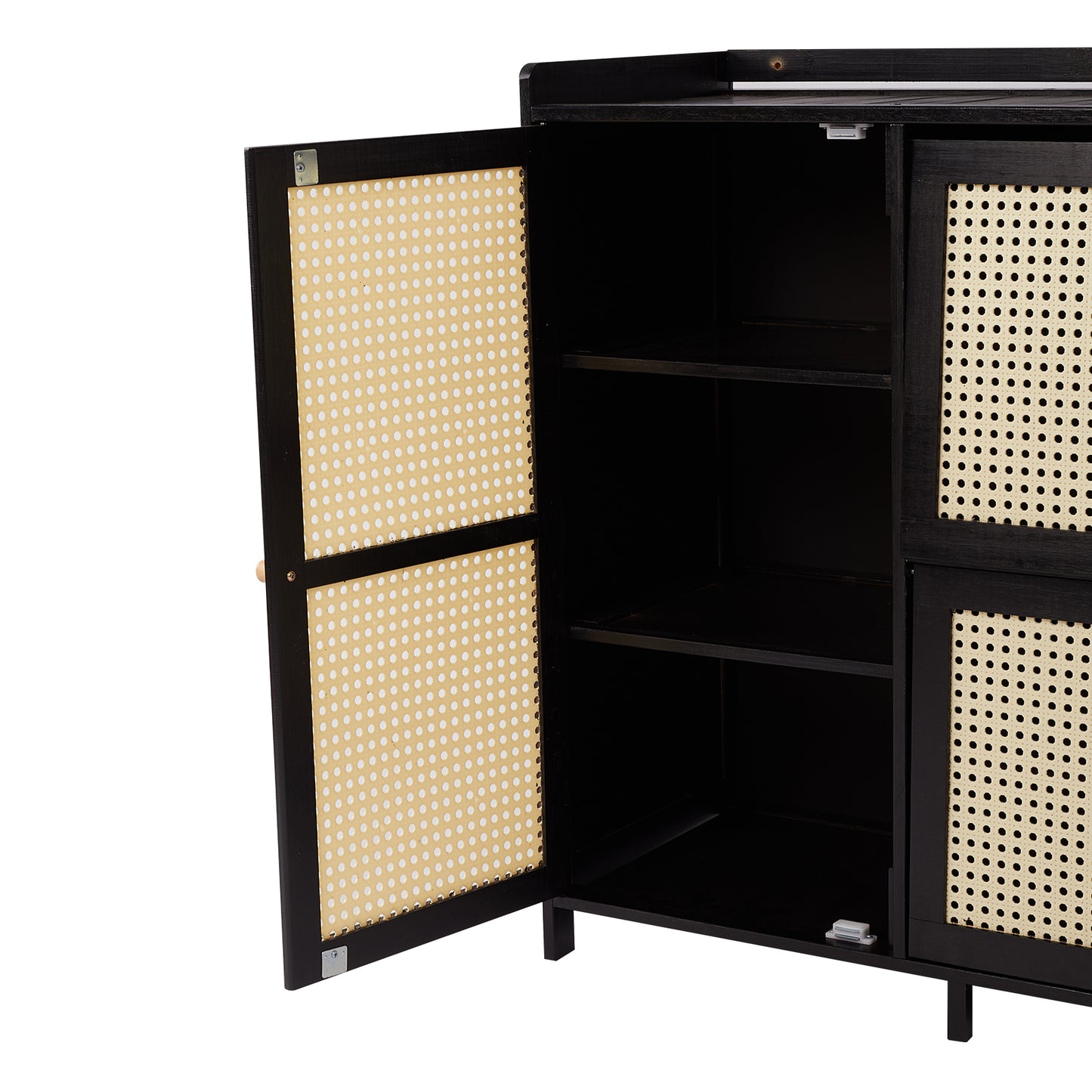3-Door Rattan-Style Shoe Cabinet with Flip-Down Storage