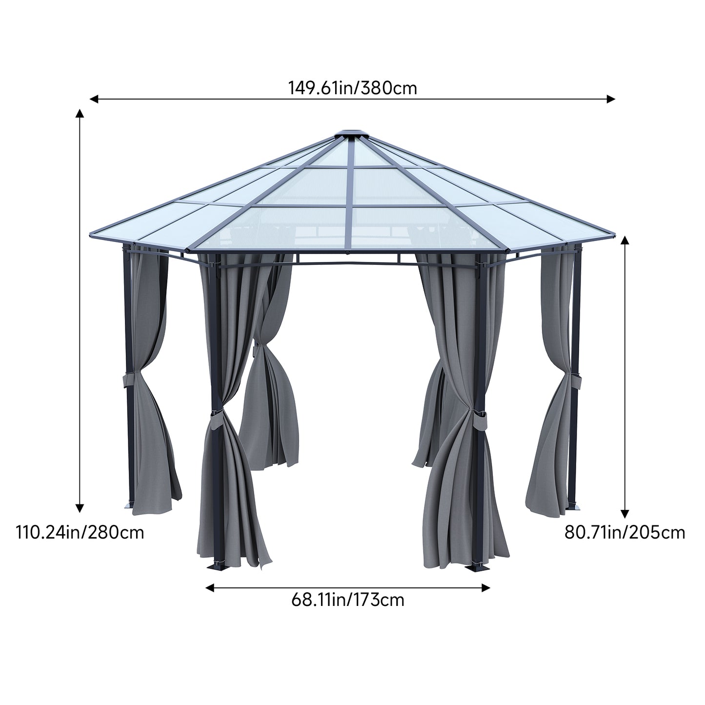 Dark Grey Aluminum & Steel Hexagonal Polycarbonate Canopy