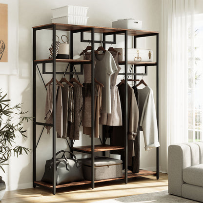 Large Freestanding Clothing Rack with Storage Shelves