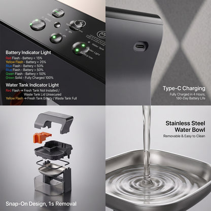 3.2L Rechargeable Smart Self-Refill Pet Water Fountain
