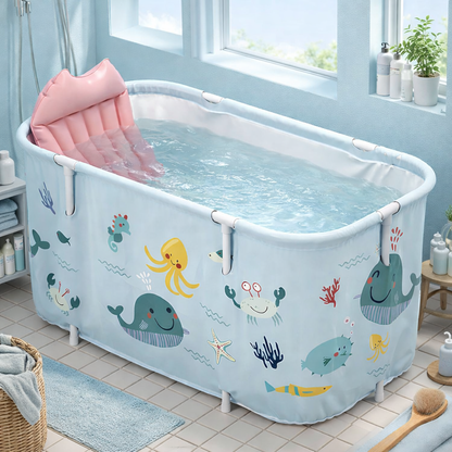 Large Portable Folding Bathtub with Cushion