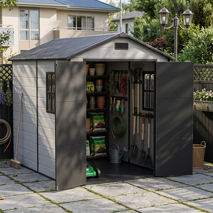 6x8 FT Plastic Outdoor Garden Storage Shed