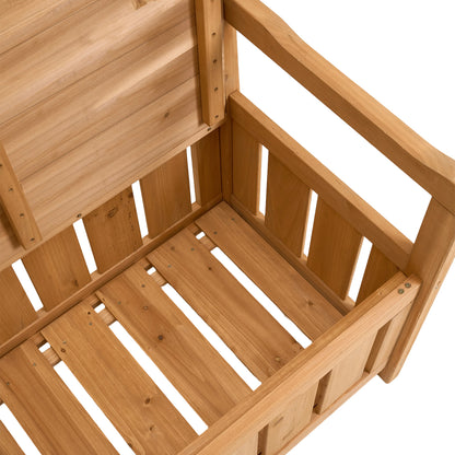 Outdoor Wooden Storage Bench with Backrest