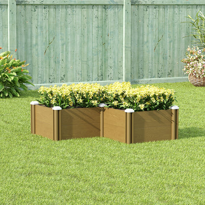 Plastic Wood-Grain Raised Garden Bed Planter
