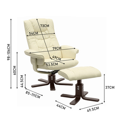 Upholstered Swivel Recliner Chair with Ottoman