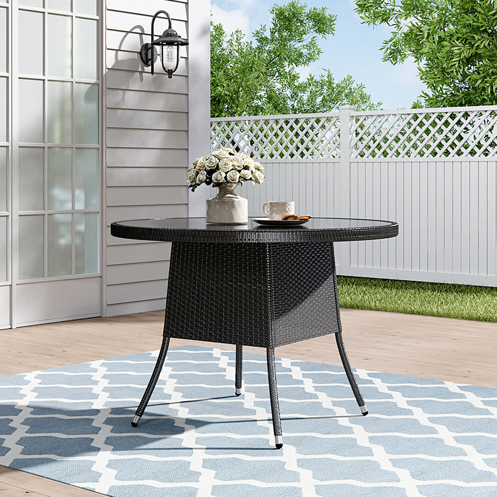 Brown/Black Outdoor Table with Parasol Hole