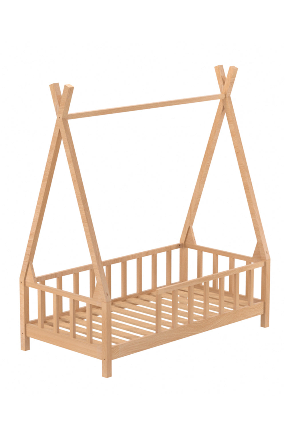 Kid’s Premium Wood House Bed Frame with Fence