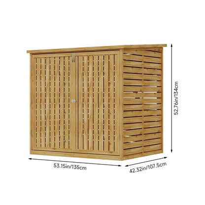 Outdoor Wood Trash Bin Storage Shed