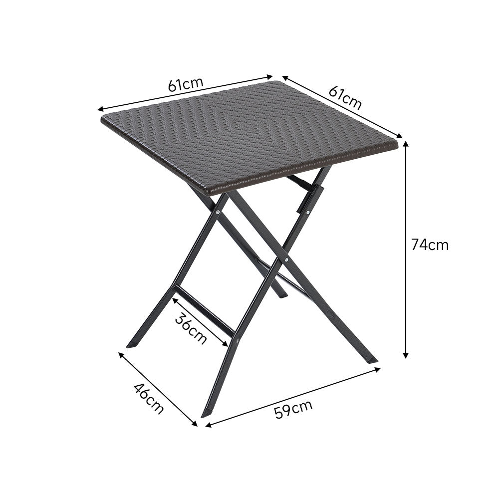 Square Rattan Folding Outdoor Bistro Table