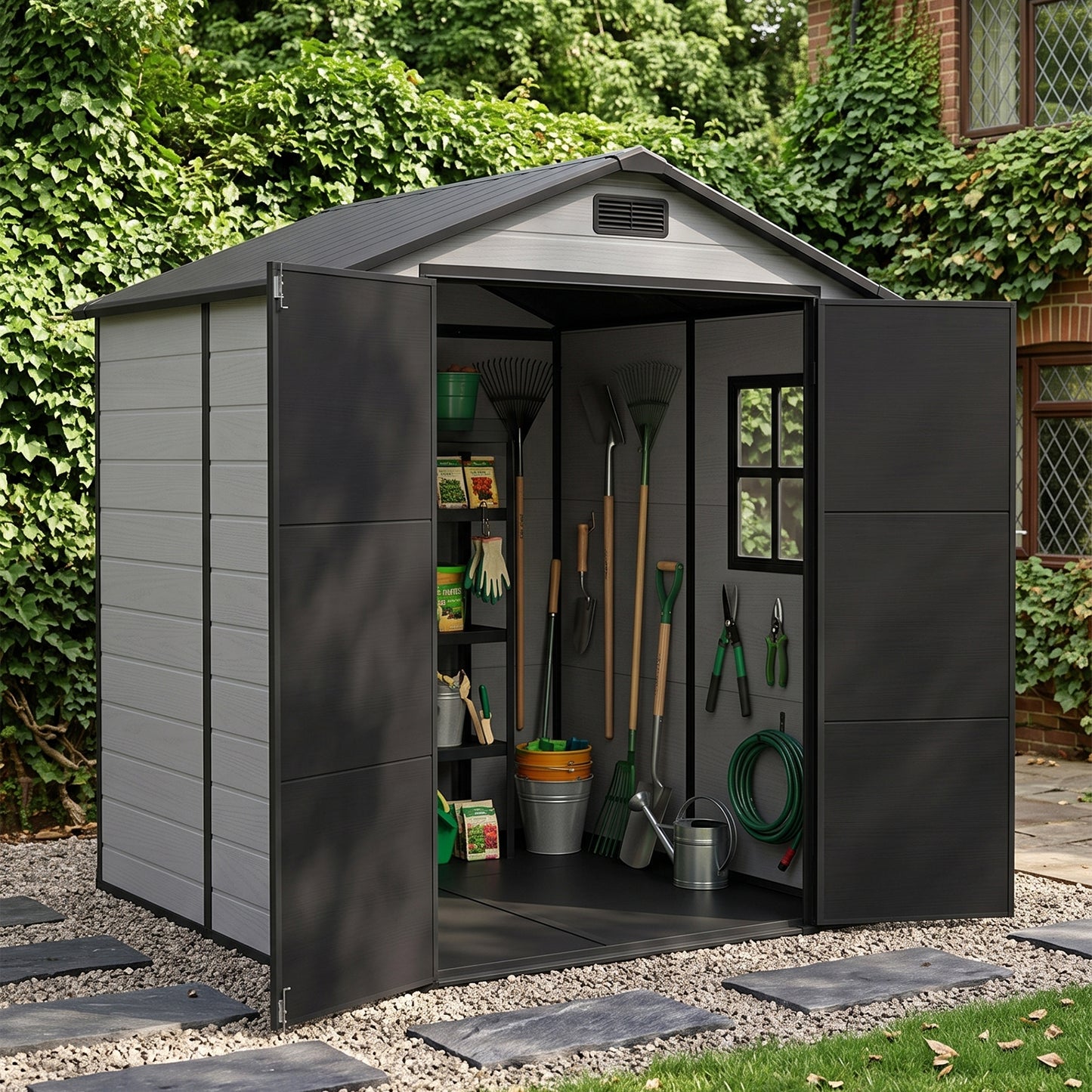 6x6 FT Outdoor Garden Plastic Storage Shed