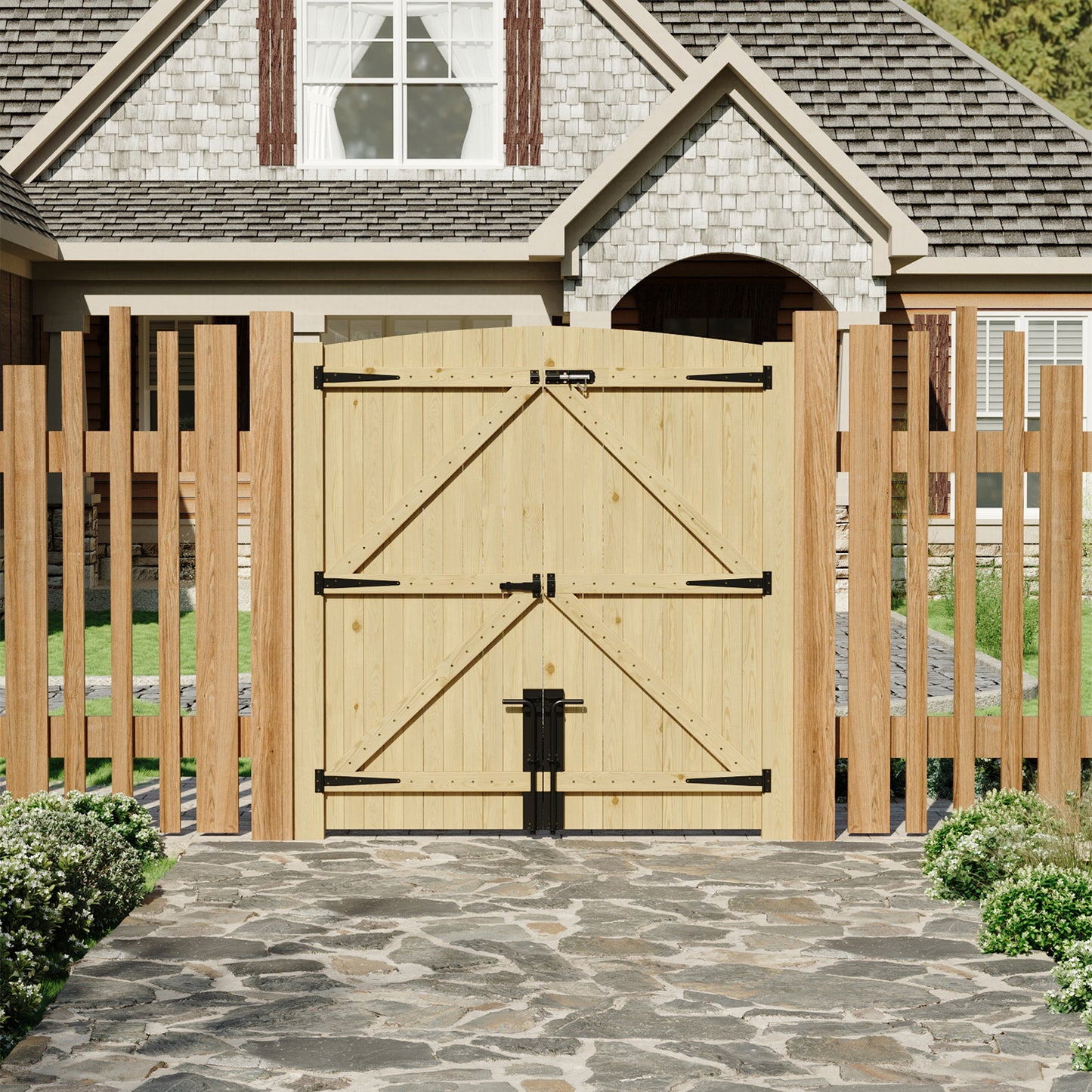 6ft x 6ft Heavy Duty Wooden Double Door with Reinforced Braces